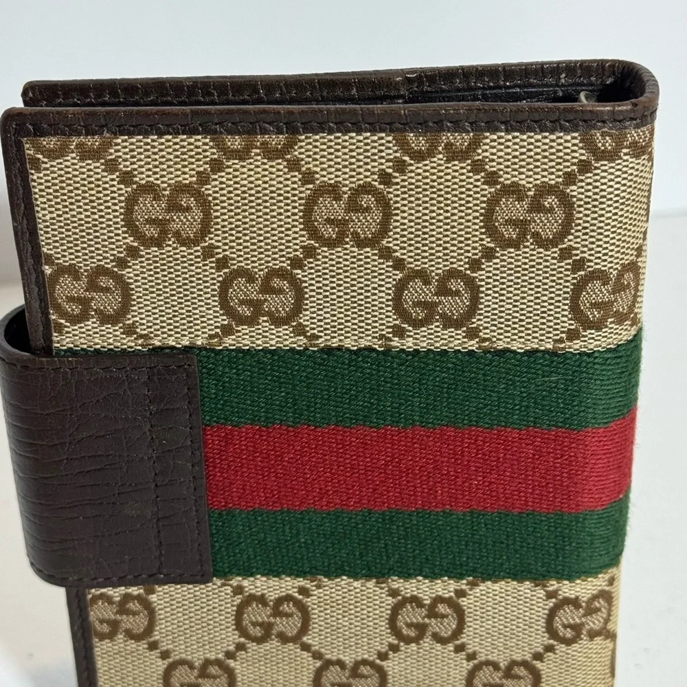 Gucci Beige and Brown Canvas Agenda with Red and Green Stripe - Picture 4 of 14